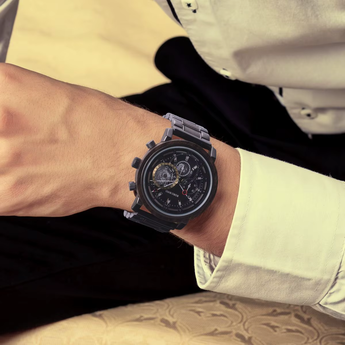 BOBO BIRD-Montre-bracelet militaire en bois pour homme
