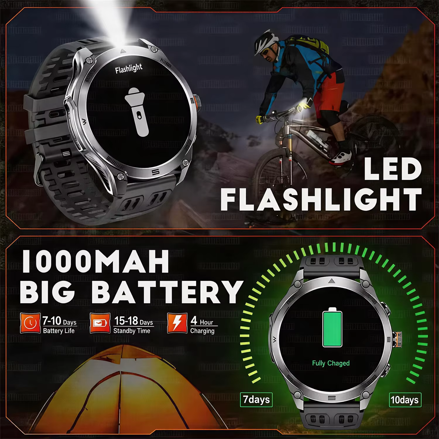 Montre connectée GPS avec carte intégrée de qualité militaire
