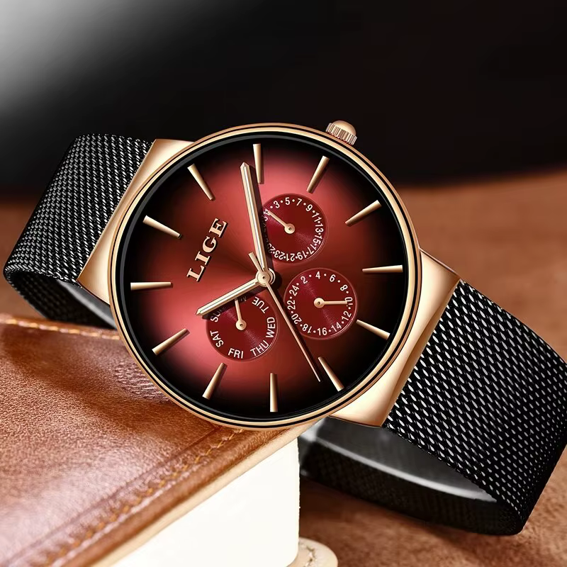 Montre à quartz ultra fine étanche pour homme