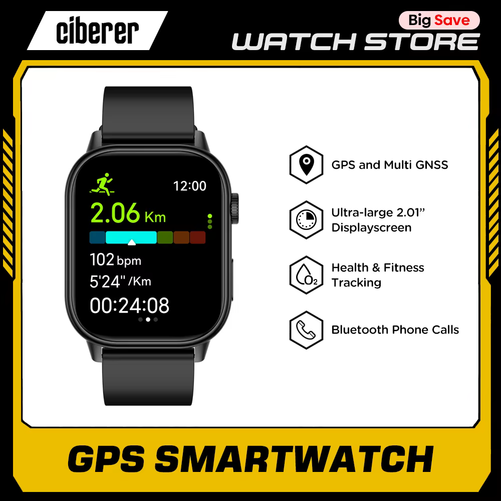 Nouveau Ciberer QX17 GPS montre intelligente Ultra-grand 2.01 ''affichage GPS et Multi GNSS santé et suivi du Fitness appel vocal Smartwatch