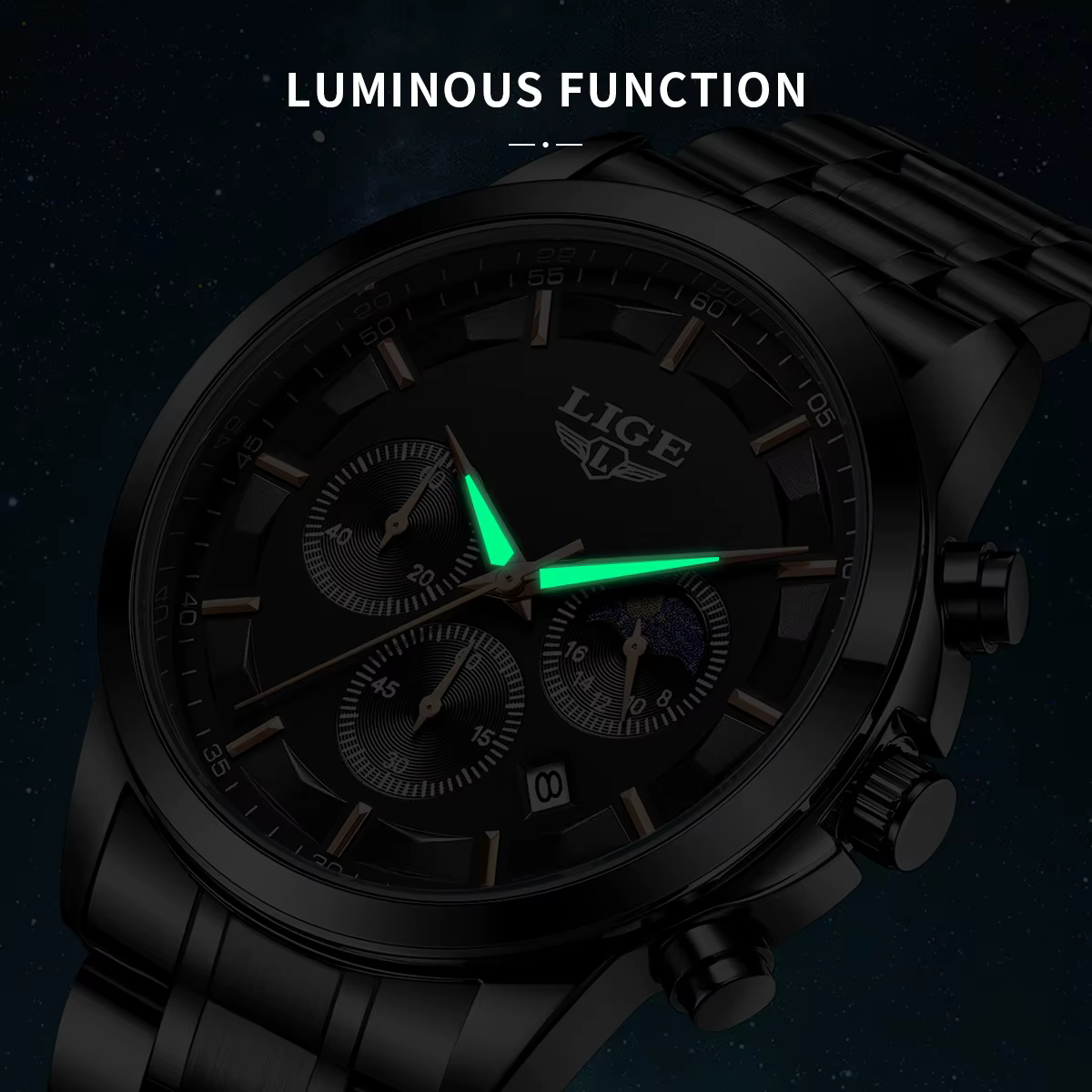 LIGE montres d'affaires hommes Top marque de luxe montre-bracelet à Quartz 3Bar étanche chronographe montre lumineuse pour Gentleman cadeau + boîte