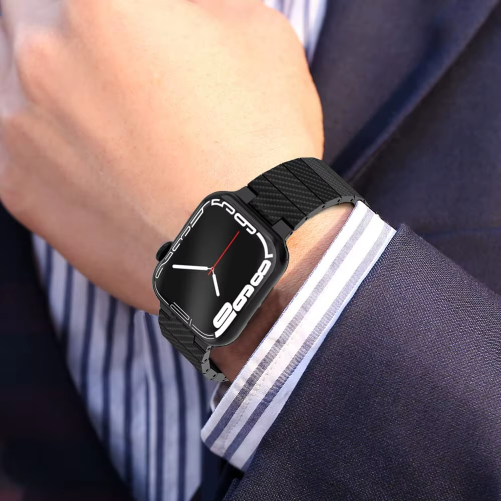 Bracelet en Fiber de carbone + étui pour Apple Watch 8 7 45mm 41mm