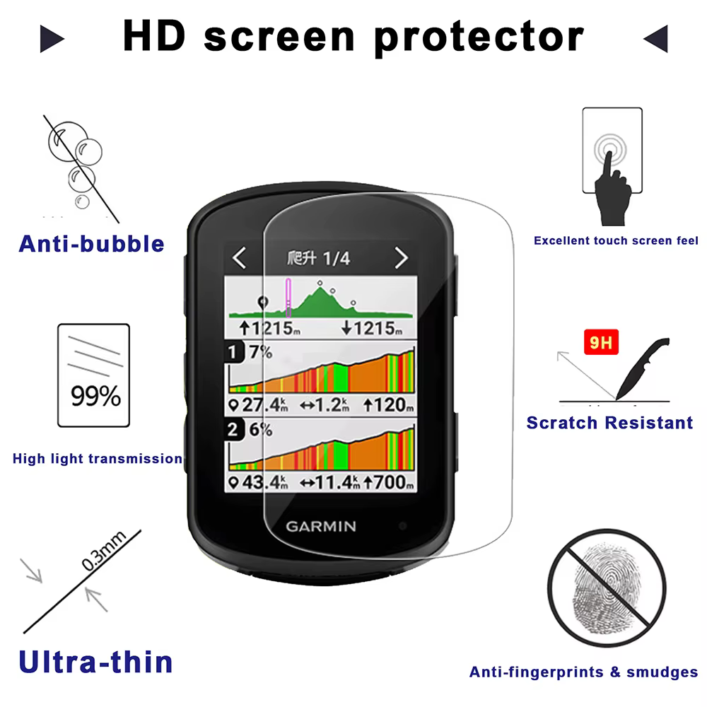 Juste de protection solaire et 3 films en verre pour Garmin Edge 540
