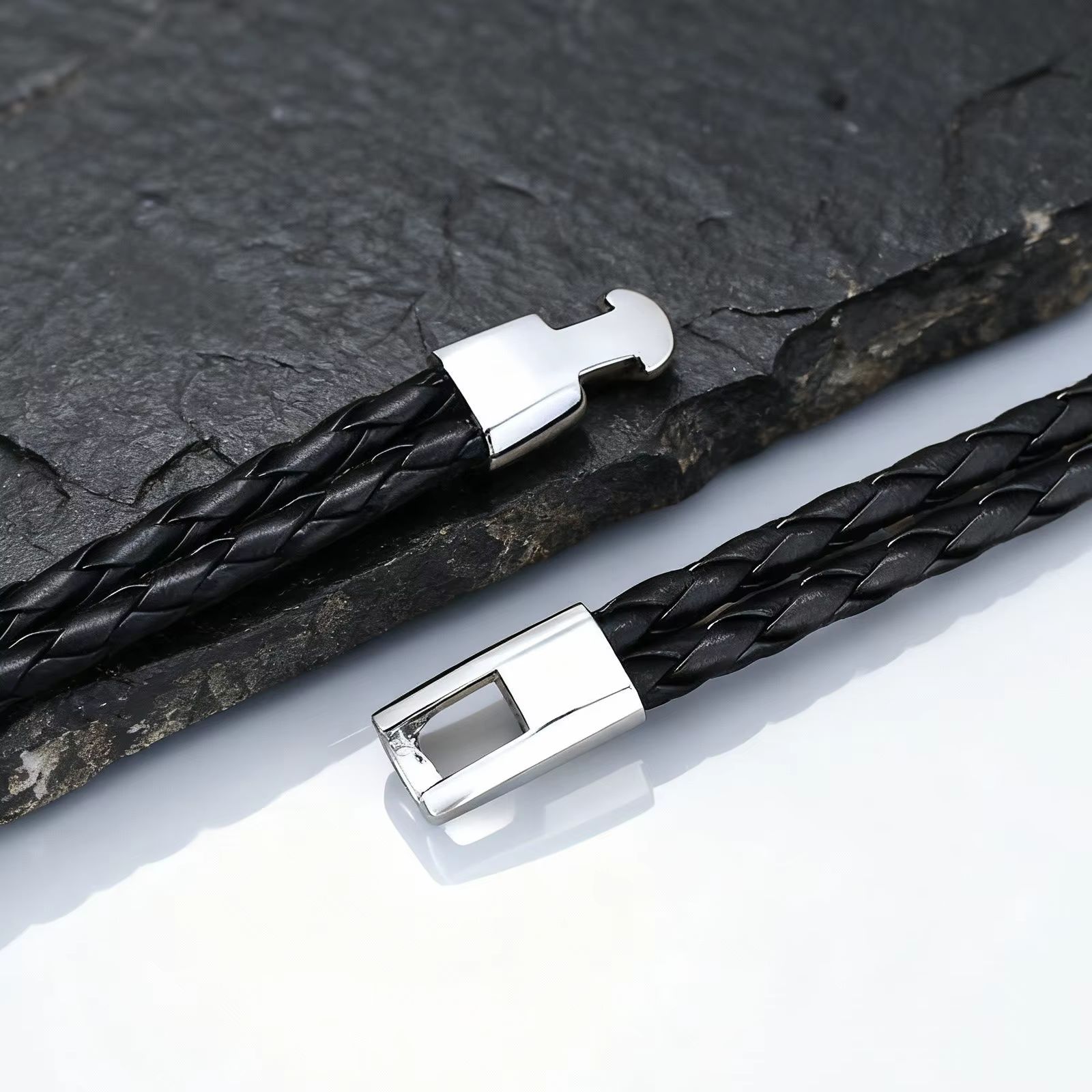 Bracelet en cuir noir d'éléphant Vintage pour hommes