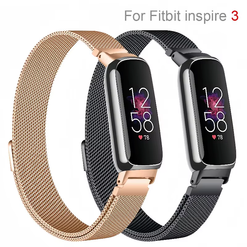 Bracelet magnétique pour Fitbit Inspire 3 bandes femmes hommes sangle à boucle en maille métallique