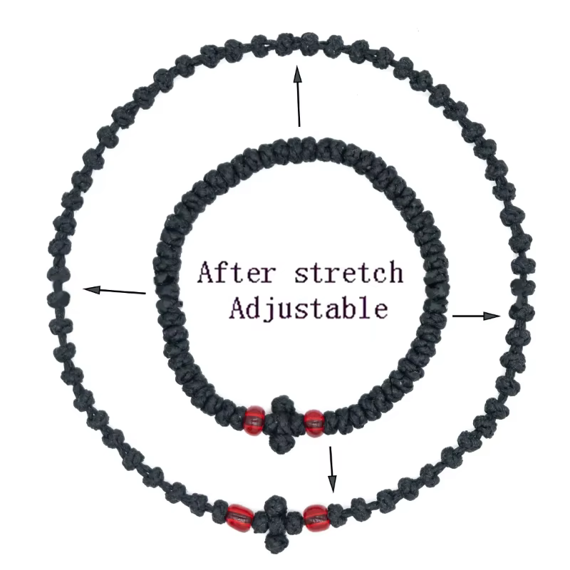 Bracelet en corde prière orthodoxe grecque réglable, chaîne à main tricotée chrétienne pour femmes