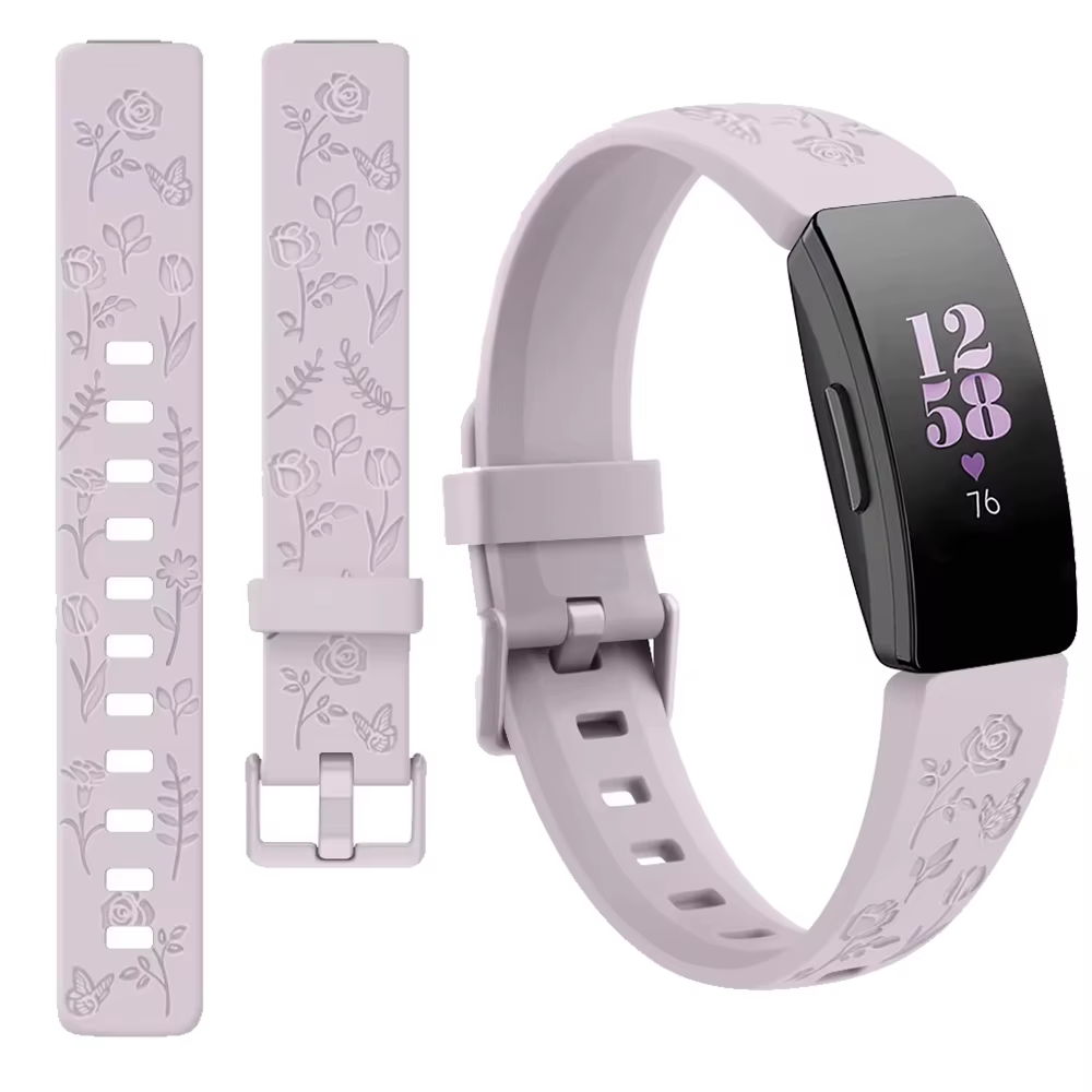 Bracelet de montre en TPU souple gravé à fleurs