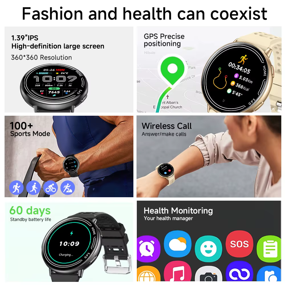 Montre intelligente construite GPS Bluetooth appel Sport de plein air IP68 étanche 100 + Mode