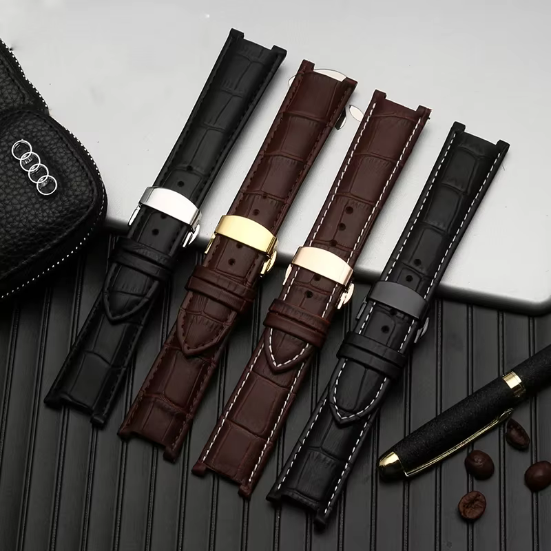 Bracelet de montre en cuir véritable pour Versace Gucci GC