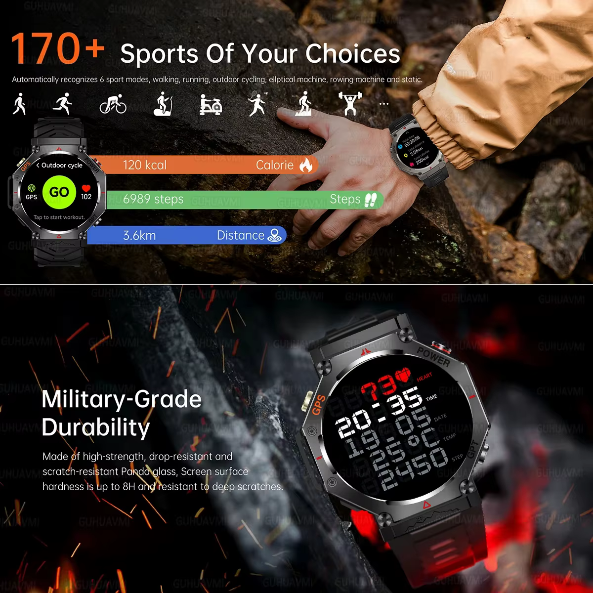 T-rex 3 Ultra militaire Grade GPS montre intelligente 10ATM étanche boussole altimètre barométrique AMOLED hommes HD appel sport Smartwatch