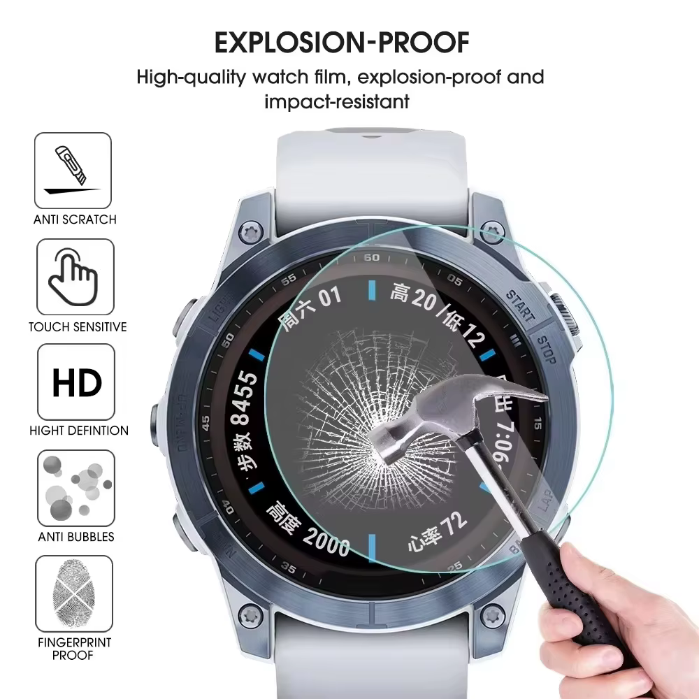 3 pièces 9H Premium verre trempé pour Garmin Fenix 8 8X 43 47 51mm Smartwatch protecteur d'écran Film couverture