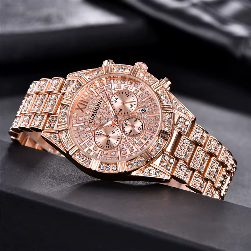 Original CURDDEN marque montres de luxe pour hommes mode alliage bande Hip Hop diamant doré Date Vintage Montre à Quartz