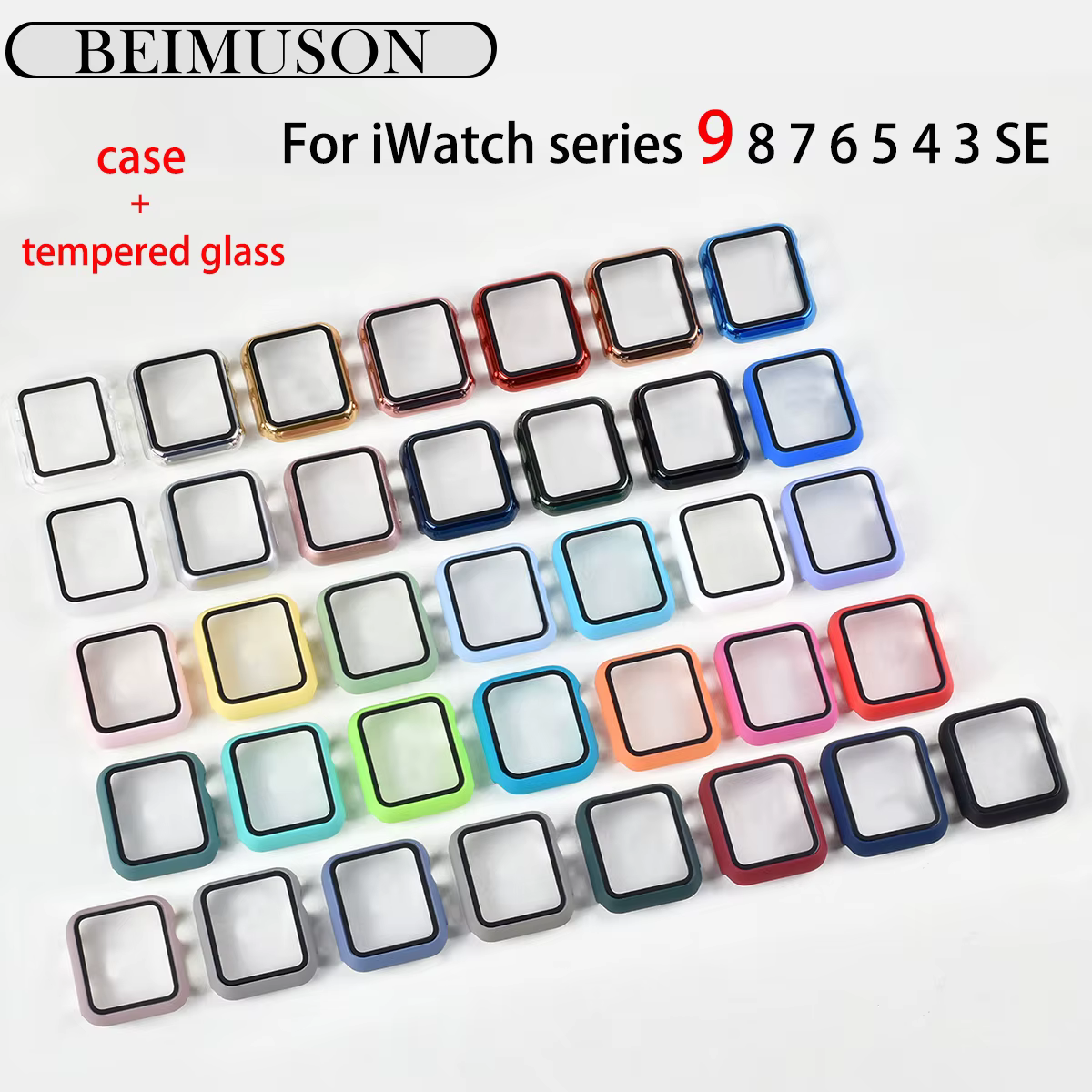 Verre trempé + coque pour Apple Watch 11/10/9/8/7/6/5/4/3/2/1