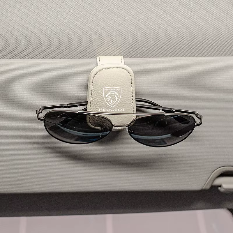 Clip de fixation pour lunettes de soleil en cuir pour pare-soleil de voiture, accessoires pour Peugeot 407 508 2008 5008 307 308 3008 206 207 208 107 205