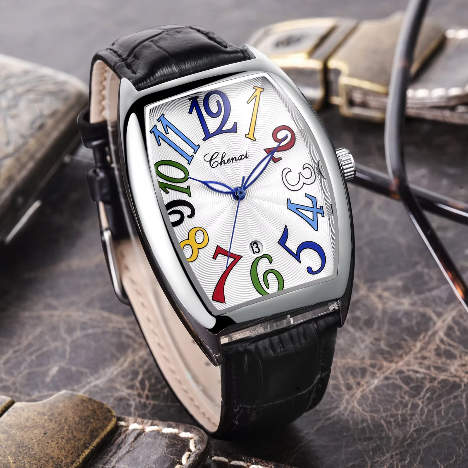 CHENXI montre à Quartz pour hommes de marque de luxe en cuir véritable étanche calendrier lumineux haute qualité montre-bracelet décontractée d'affaires