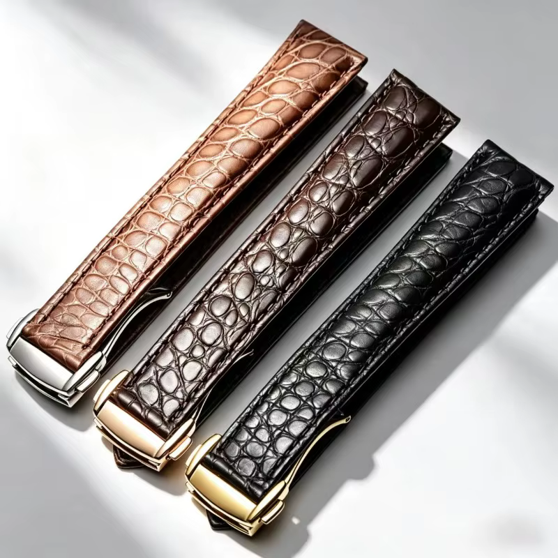 Bracelet de montre en cuir véritable de crocodile