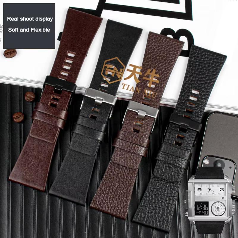 Bracelet de montre en cuir véritable pour montres diesel