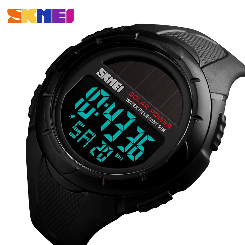 SKMEI 1405 solaire pour l'alimentation alarme environnementale mâle horloge reloj hombre hommes montres lumineuses