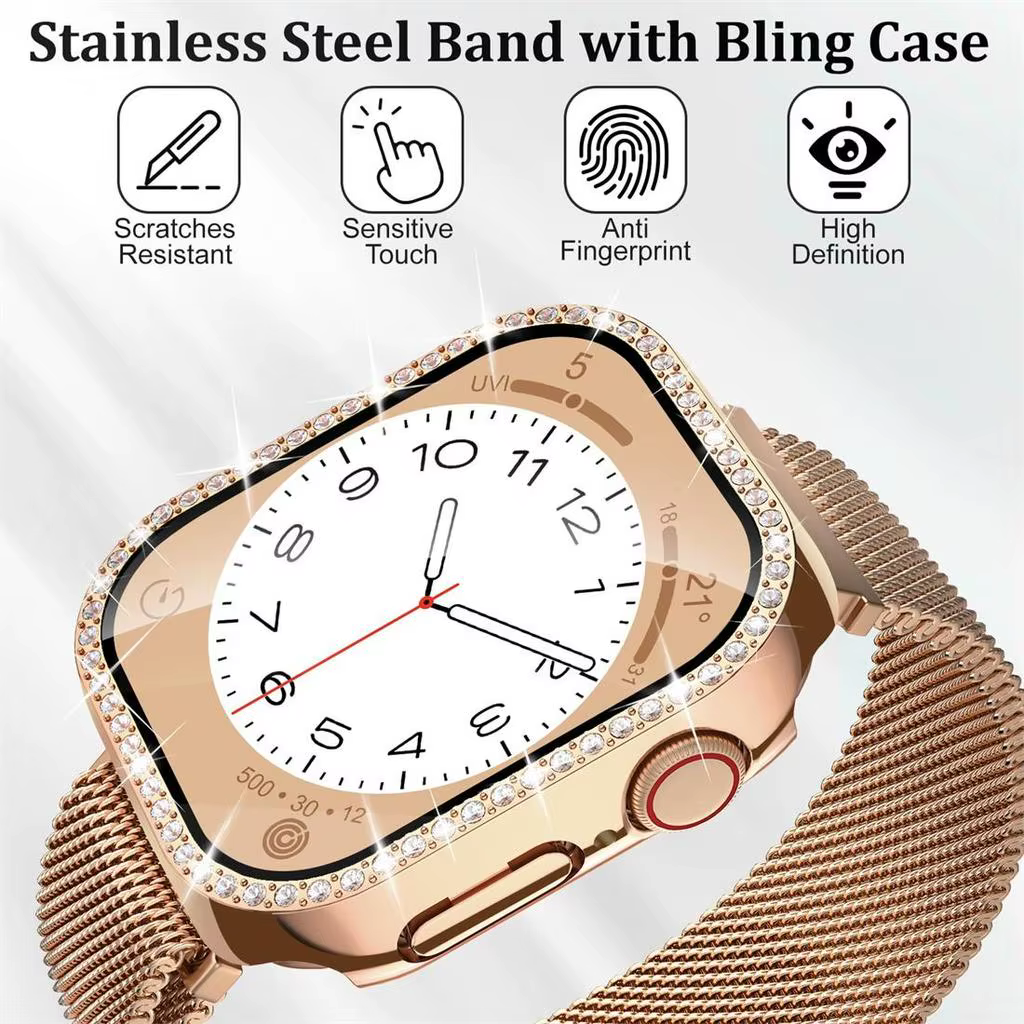 2in1 boucle milanaise + étui pour montre Redmi 6 5 4 3Active 3Lite diamant couverture + bracelet