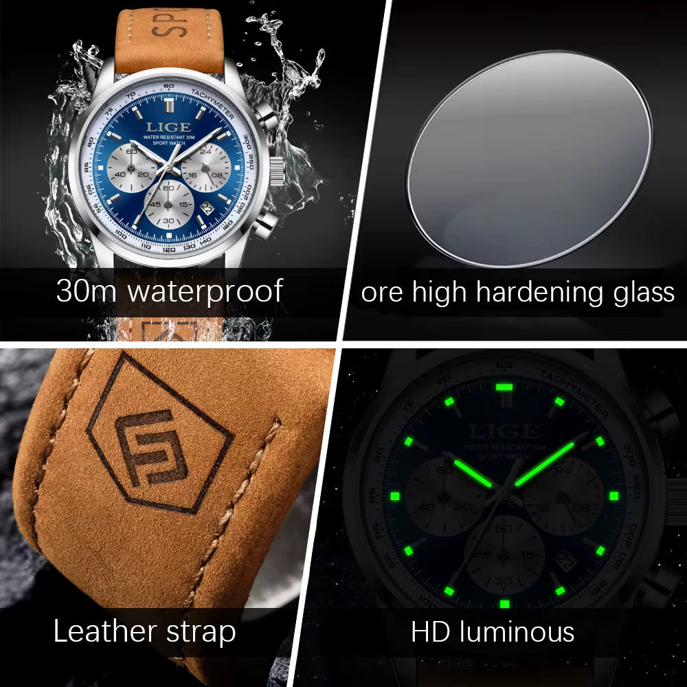 Montre-bracelet chronographe Shoous étanche pour homme