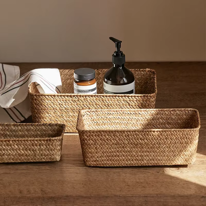 HOStorage-mir de Rangement Rectangulaire pour la Maison, Boîte tissée, Conteneur, SunOfficiKitchen
