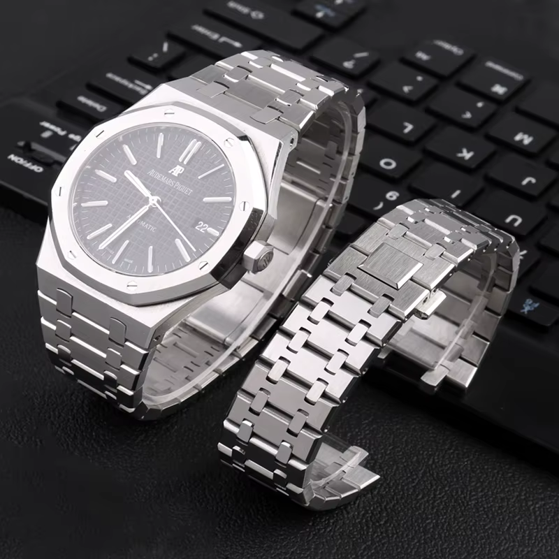 Bracelet de montre en acier inoxydable massif pour homme