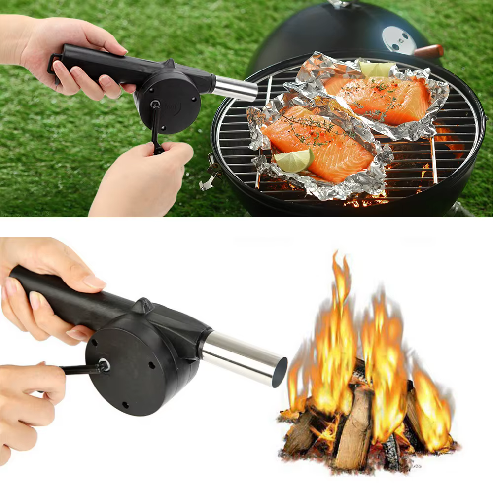 Ventilateur de barbecue portable à manivelle, souffleur d'air, outils de soufflet de feu, pique-nique, camping, accessoires de barbecue
