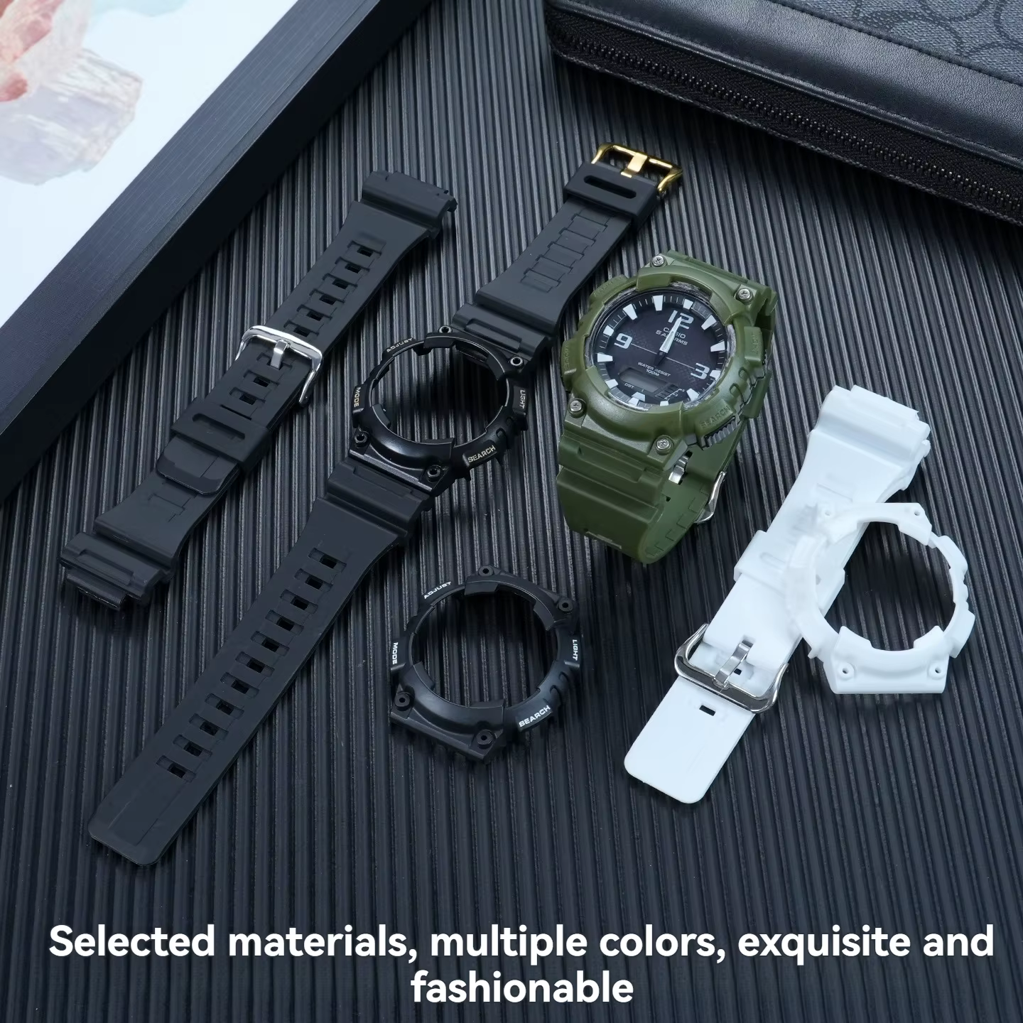 Pour Casio G-SHOCK AQ-S810W Ensemble bracelet et boîtier en résine | Sangle en silicone souple antichoc | Accessoires