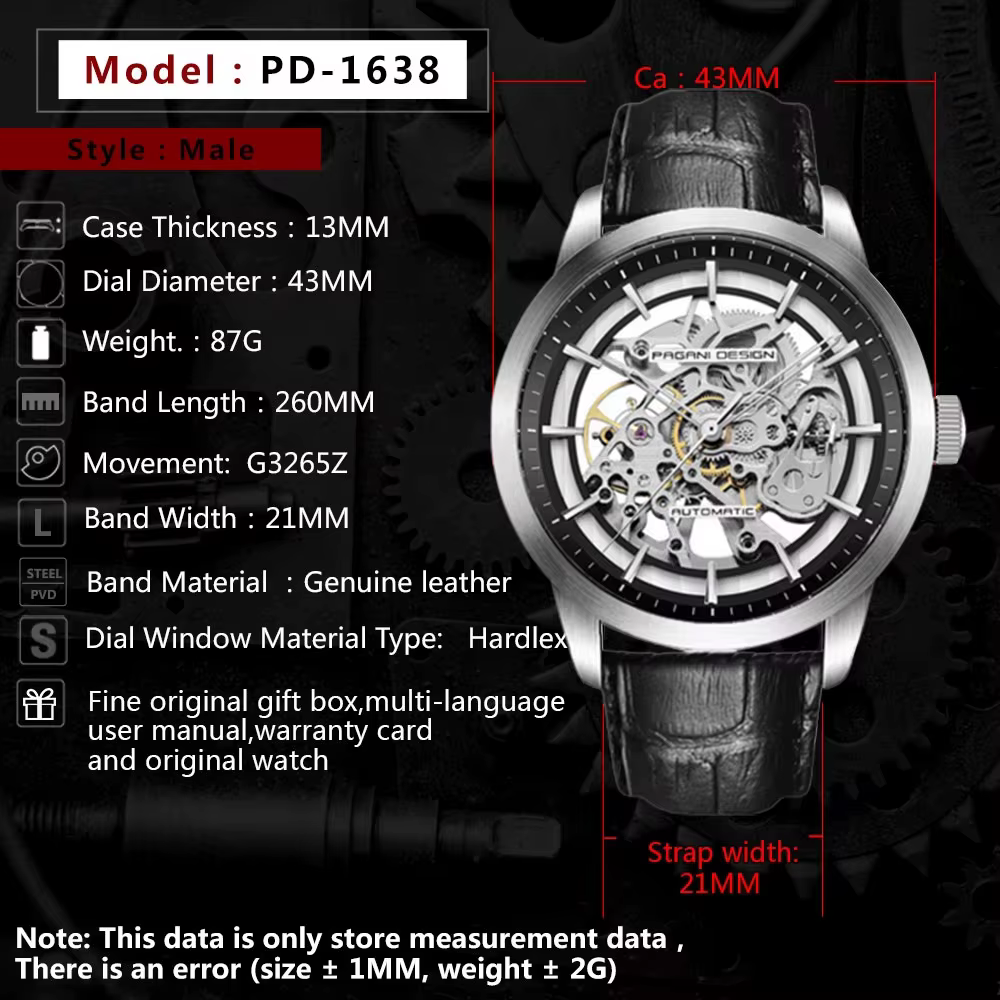 Montre mécanique PAGANI DESIGN pour hommes
