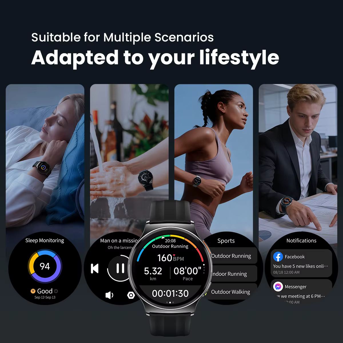 HAYLOU Solar Lite 2 Smartwatch 1.43 ''AMOLED affichage 24h surveillance de la santé plus de 150 Modes sportifs appel vocal montre intelligente 1ATM