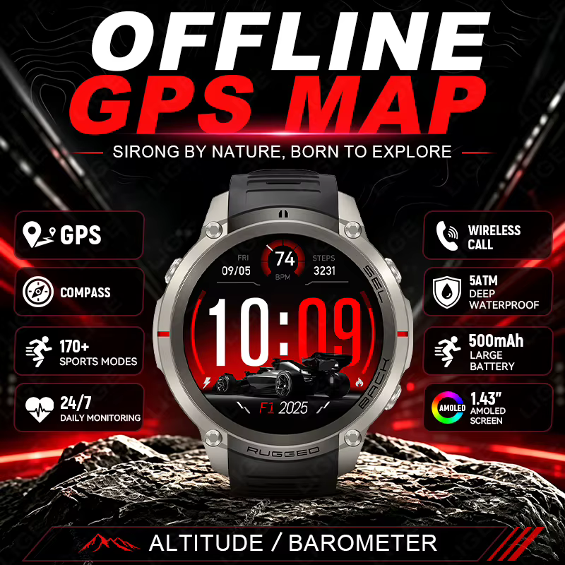 Montre connectée GPS LIGE pour extérieur
