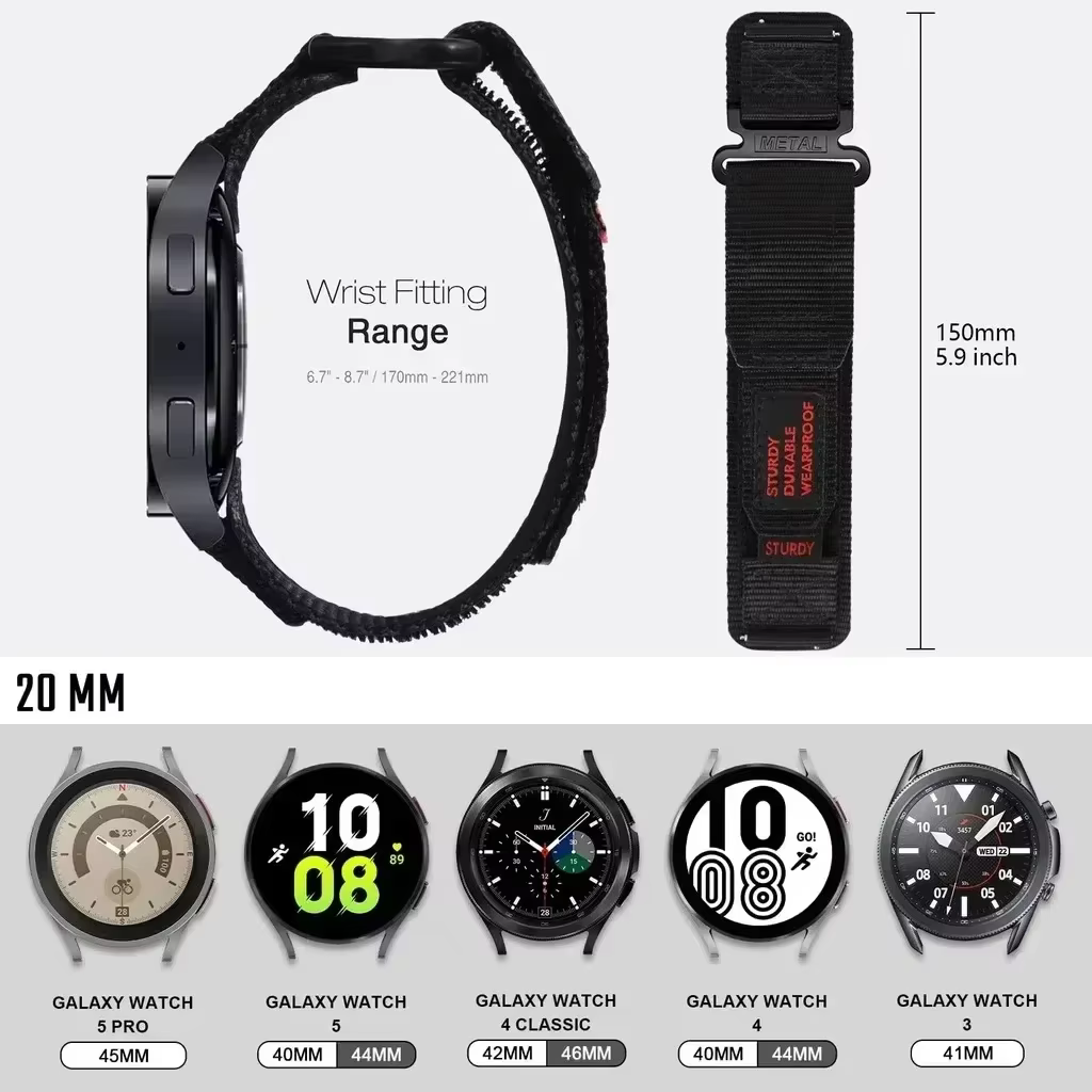 Bracelet en Nylon Camouflage 22mm 20mm