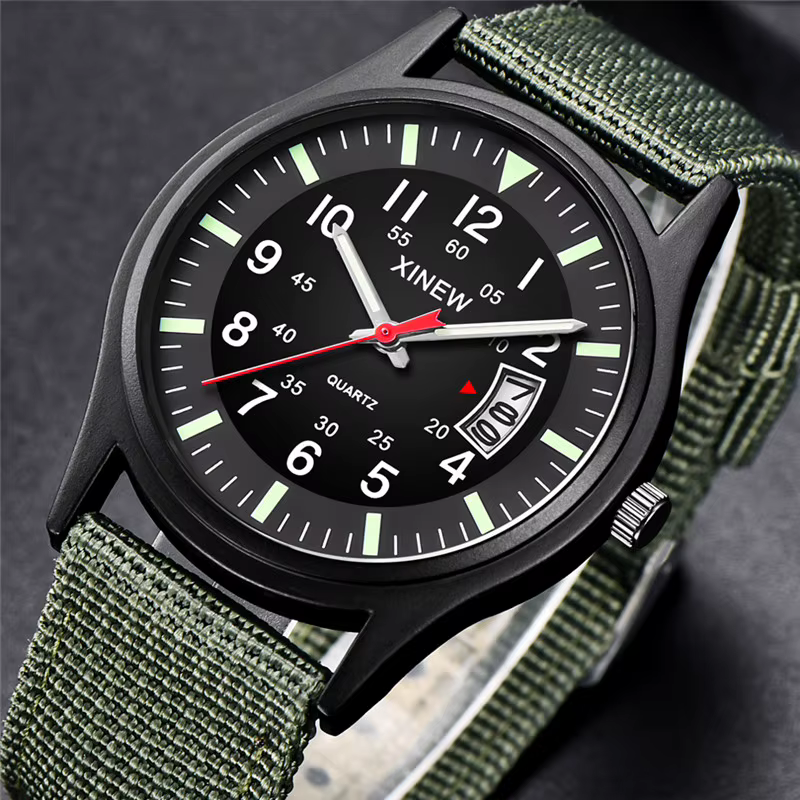 Original XINEW marque montres pour hommes mode bracelet en Nylon militaire sport Date montre à Quartz Erkek Barato Saat Relogio Masculino
