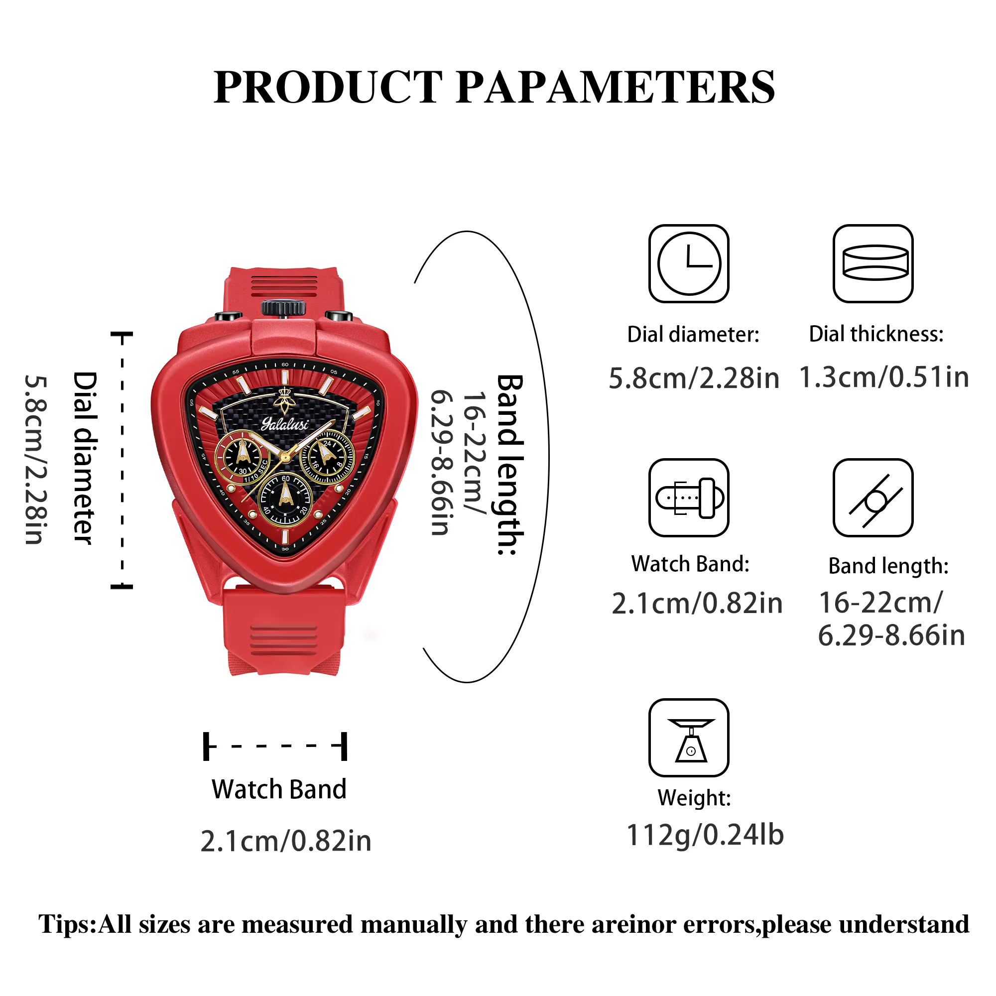 Montre pour homme YaLaLuSi : montre-bracelet à quartz résistante à l'eau avec cadran triangulaire