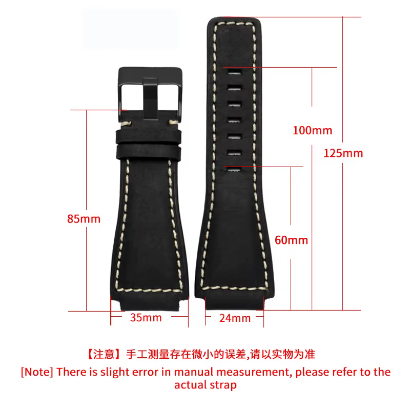 Bracelet de montre en cuir véritable pour Bell Ross BR01/BR03