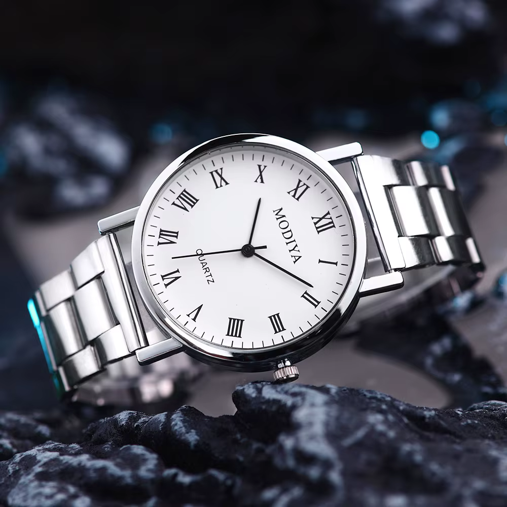 Montre à bande d'acier pour hommes