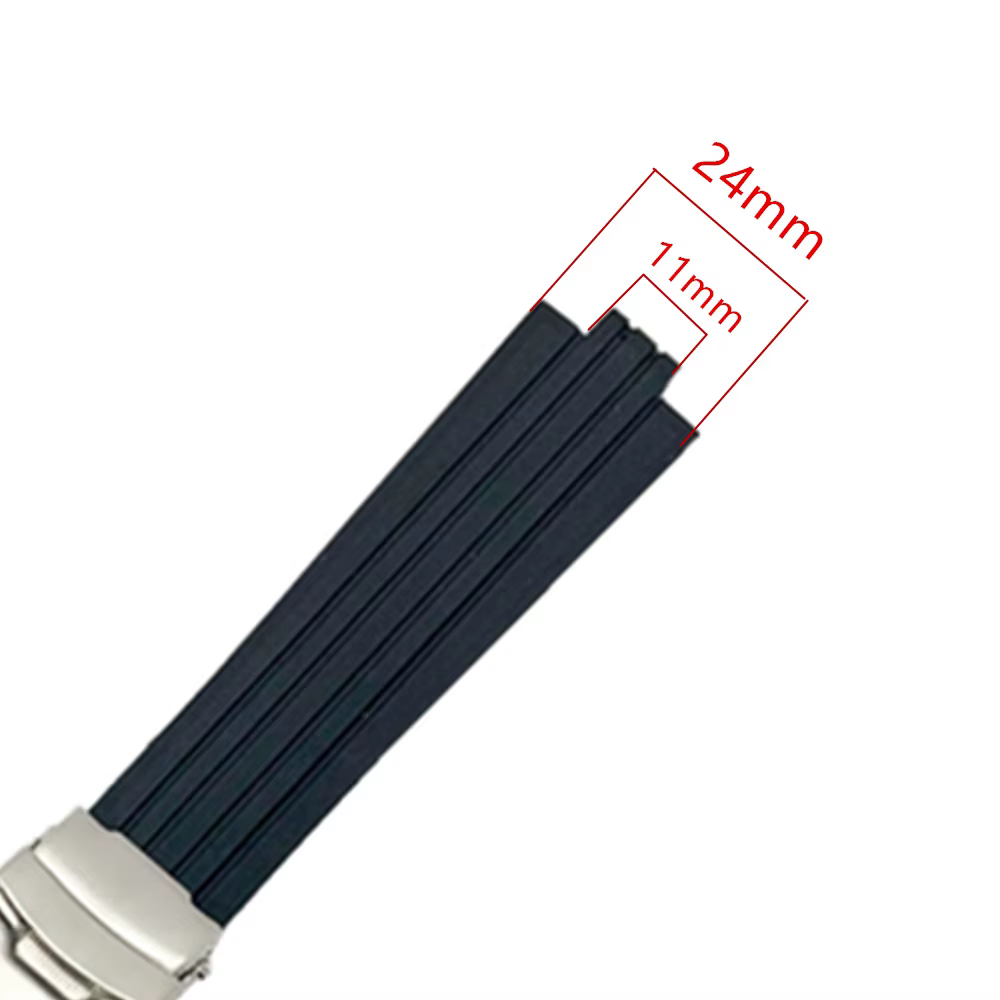 Silicone Watchband For Oris Aquis Watch Band Convex Strap Stainless Steel Safety Buckle Wrist Bracelet Black 24mm x 11mm
