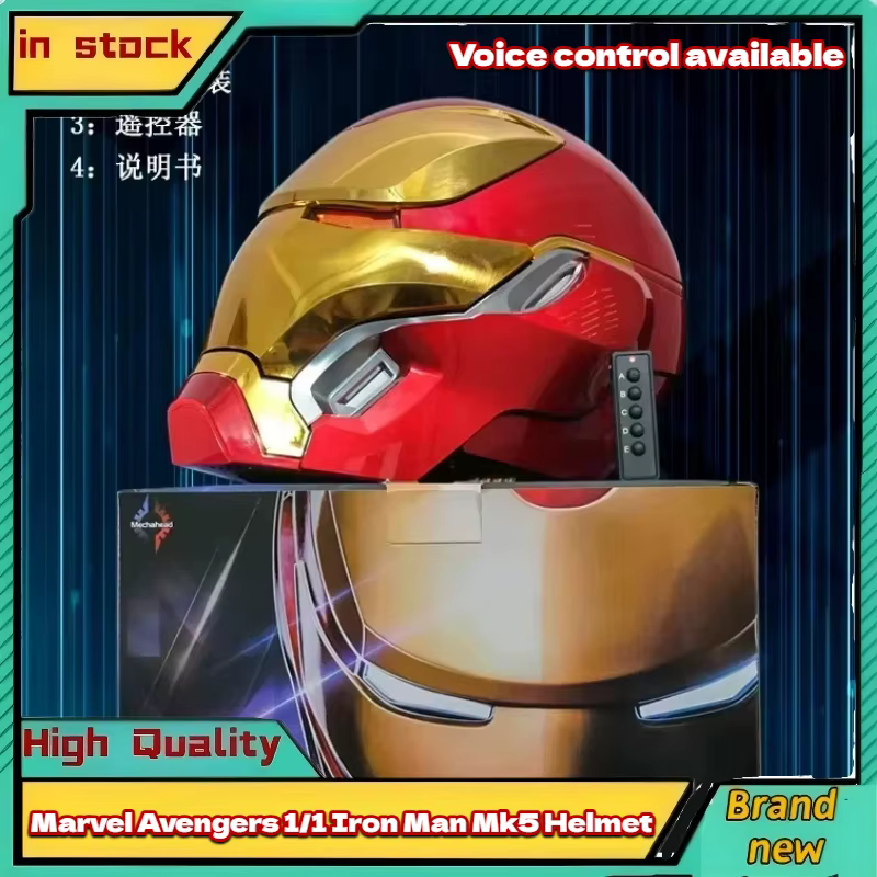 Nouveau en stock : Casque Iron Man Mk5 Marvel Avengers 1/1, jouet de collection électrique à ouverture et fermeture automatiques, activé par la voix, cadeau idéal