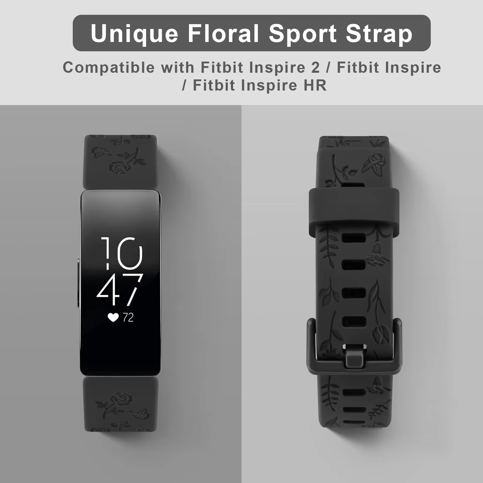 Bracelet de montre en TPU souple gravé à fleurs