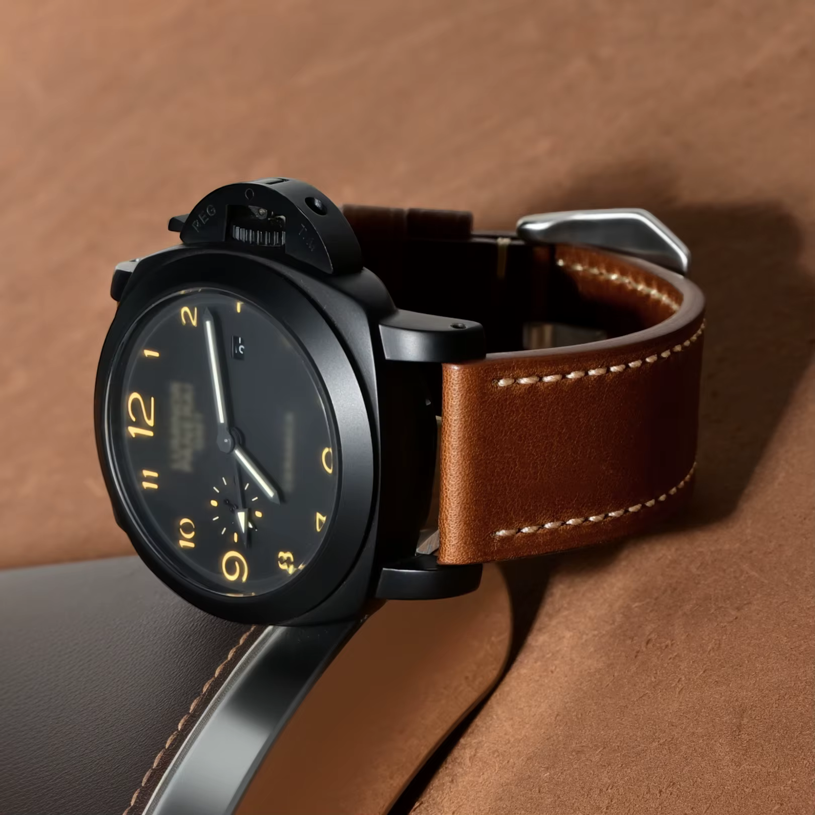 Bracelet de montre en cuir véritable pour Panerai