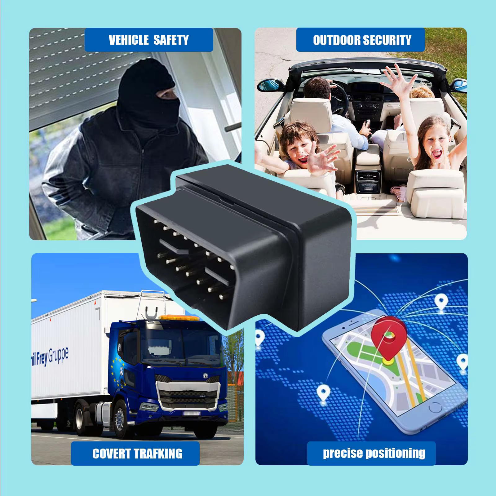 Traceur GPS 4G LTE pour voiture avec géofences, lecture des itinéraires, surveillance de la vitesse, sans frais mensuels requis