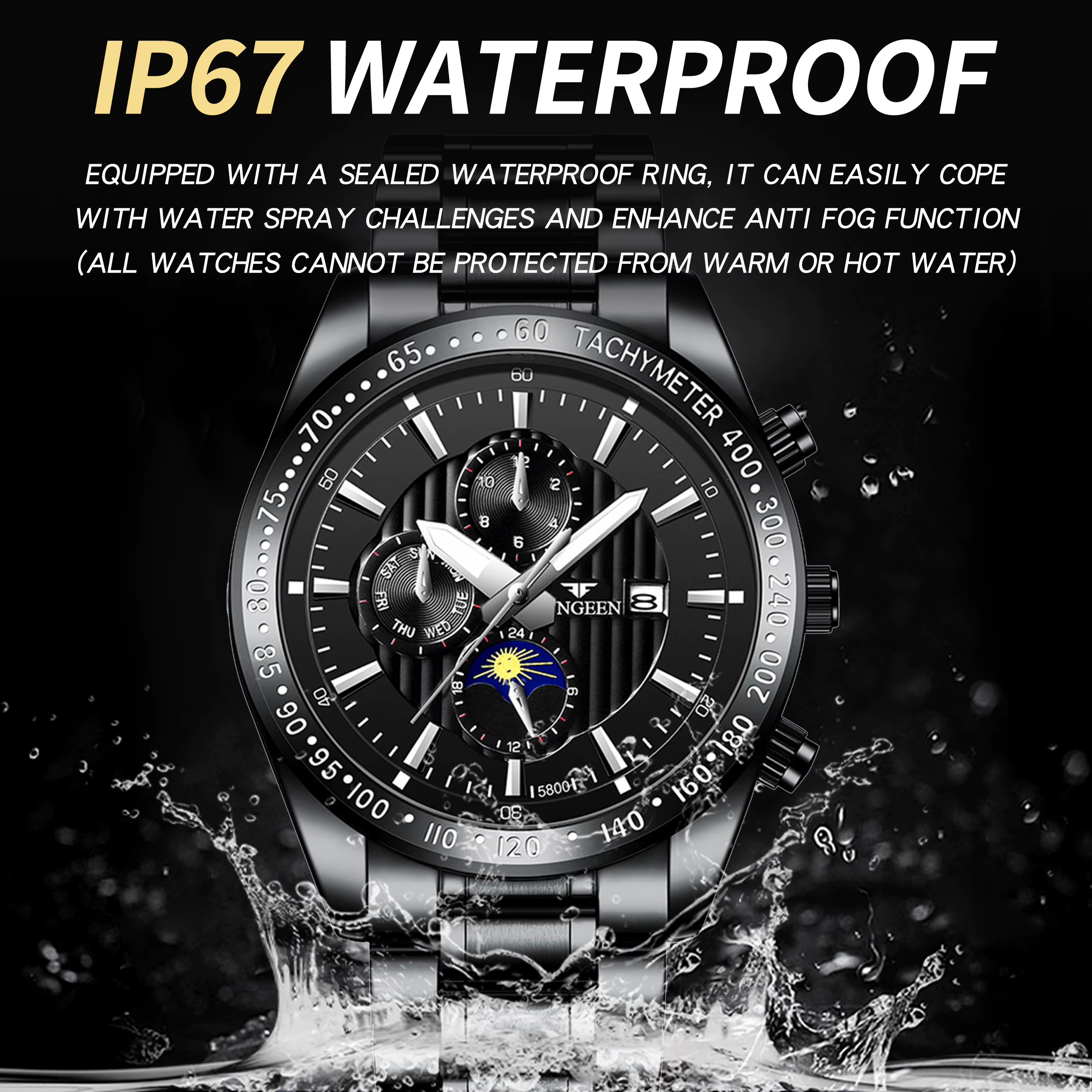 Montres-bracelets en quartz authentiques BINBOND pour hommes