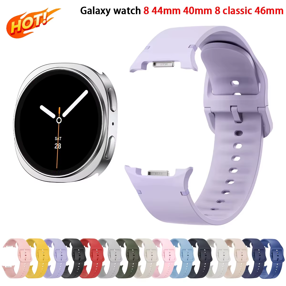 1:1 Bracelet de Sport pour Samsung Galaxy watch 8 44mm 40mm 8 classique 46mm poignet ceinture de remplacement