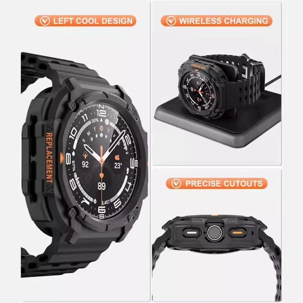 Nouvel étui + bracelet pour Samsung Galaxy Watch Ultra (2025) 47 mm, Ultra (2024) 47 mm, bracelet sport en silicone, bracelet de montre, housse de protection