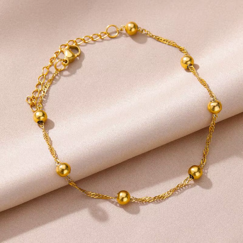 Bracelets de cheville pour femmes, accessoires de plage, chaîne de perles en acier inoxydable, bijoux esthétiques, cadeau d'anniversaire, été
