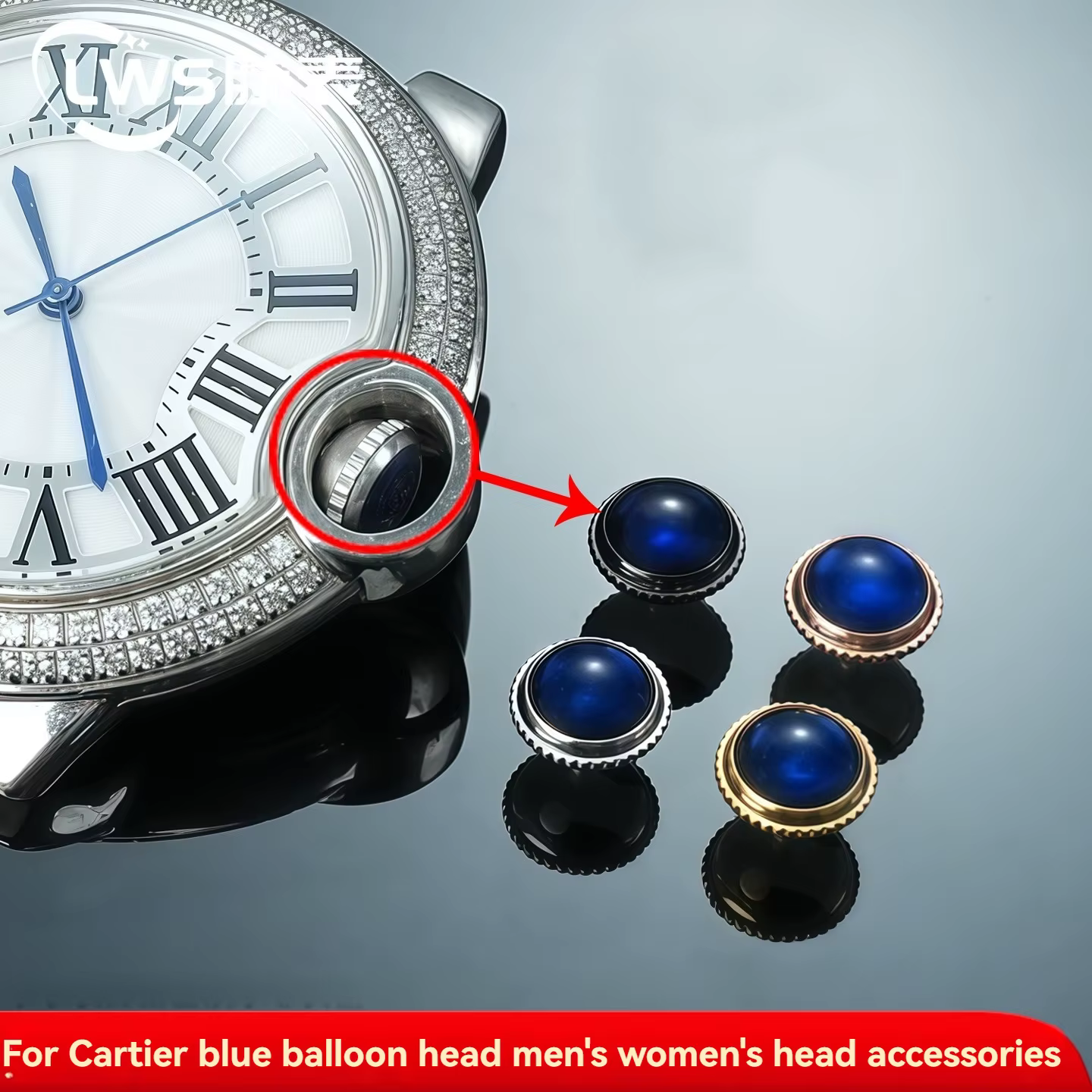 Couronne de montre rotative pour ballon bleu Cartier