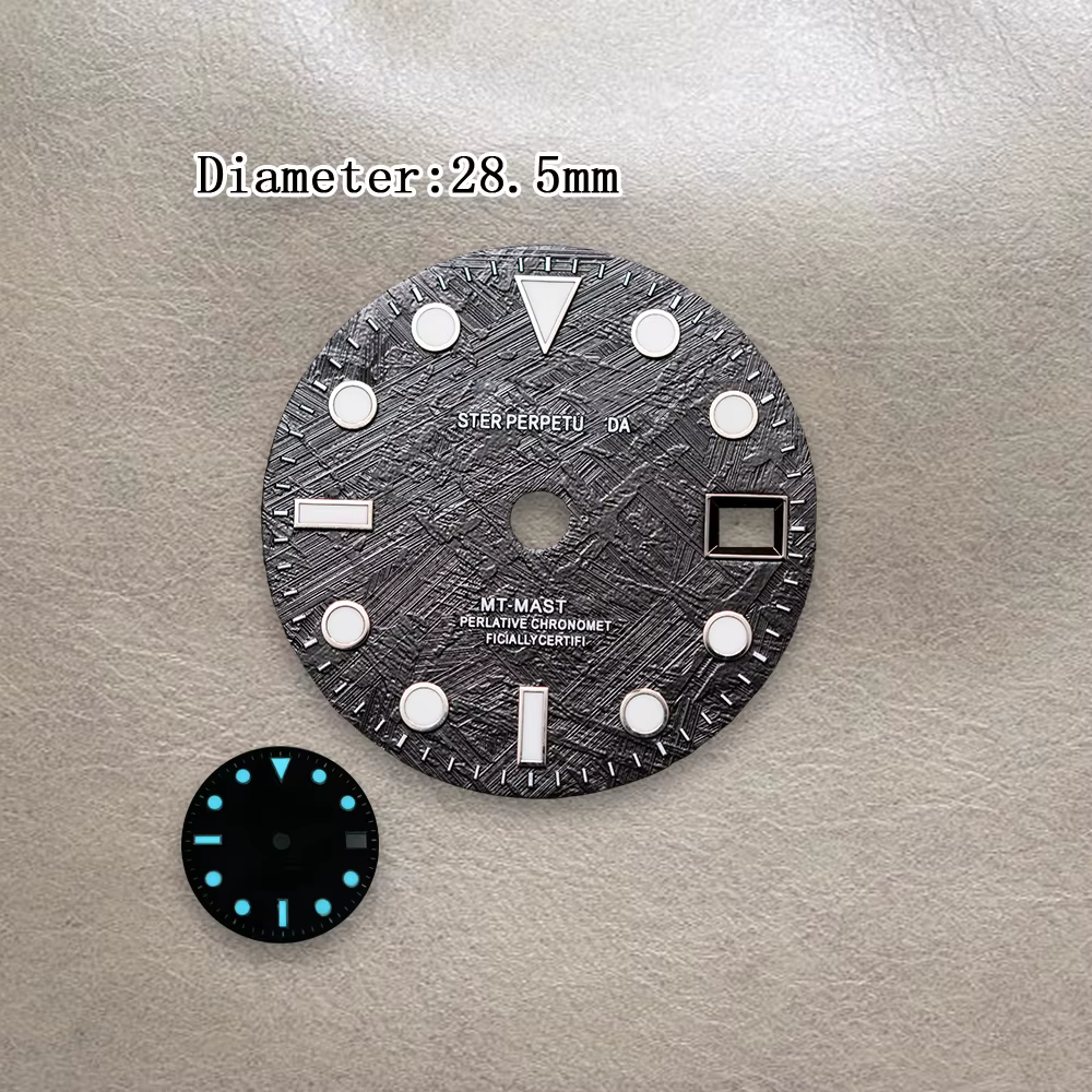  Accessoires de modification de montre de haute qualité : Cadran NH34 en météorite noire de 28
