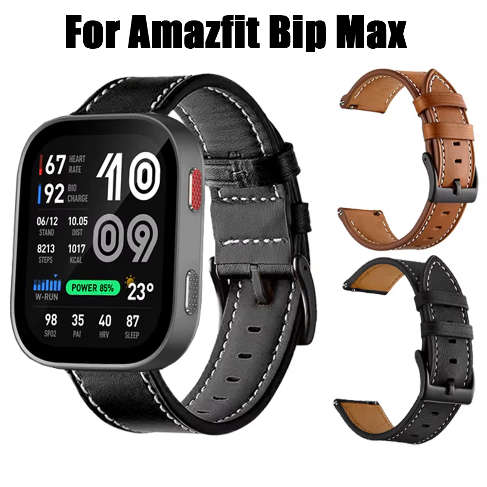 Bracelet en cuir de 22mm pour Amazfit Bip Max