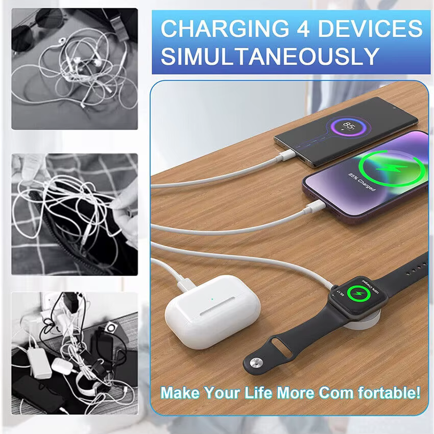 Câble de charge multiple 4 en 2 pour Apple Watch