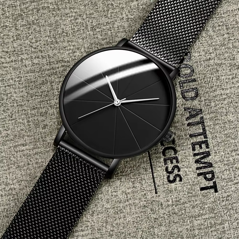 Montres de mode pour hommes minimalistes simples hommes d'affaires Ultra mince en acier inoxydable maille ceinture montre à Quartz relogio masculino